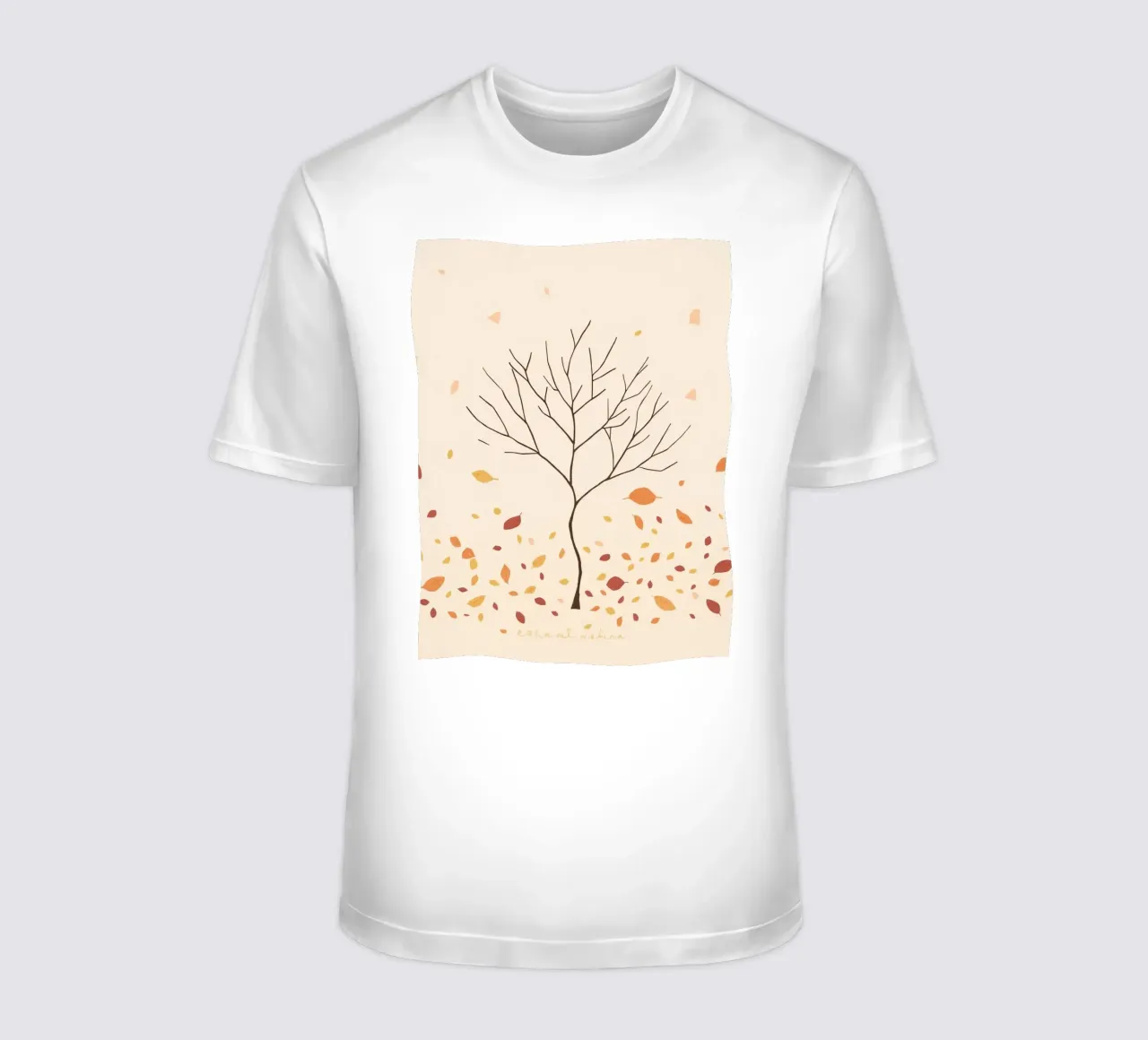 Albero spoglio circondato da foglie cadenti nella stagione autunnale t-shirt da DesignDoodle