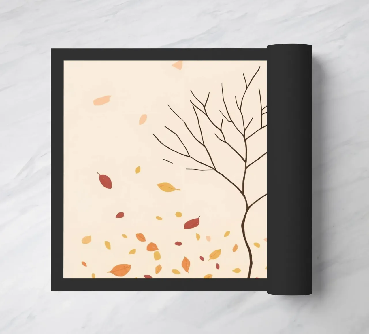 Albero spoglio circondato da foglie cadenti nella stagione autunnale zerbino da DesignDoodle