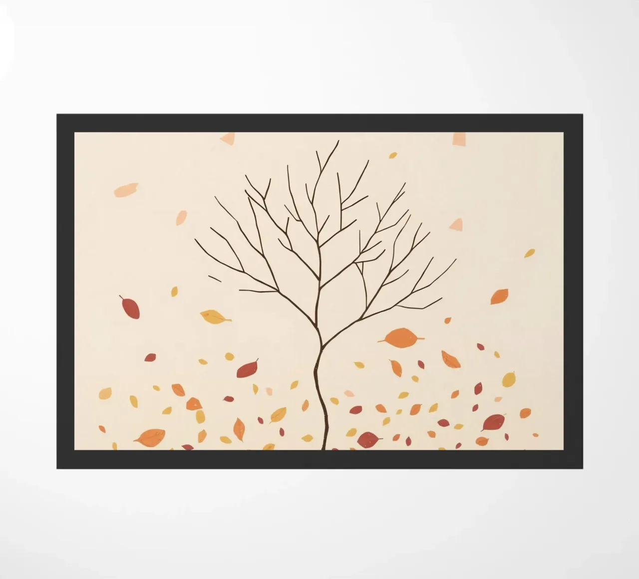 Albero spoglio circondato da foglie cadenti nella stagione autunnale zerbino da DesignDoodle