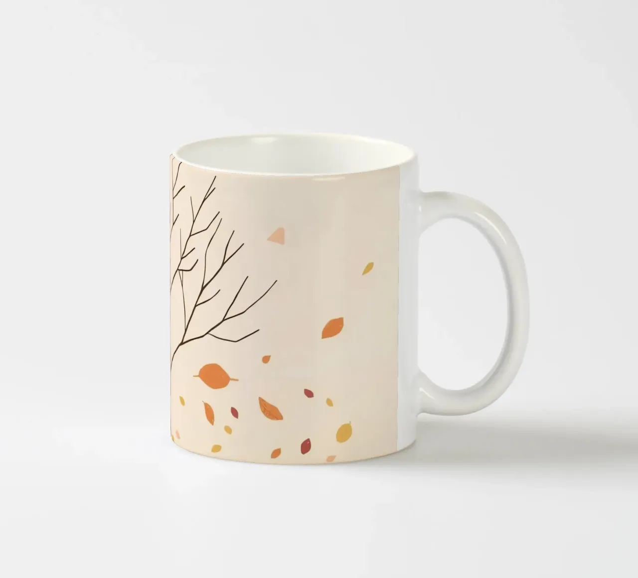 Albero spoglio circondato da foglie cadenti nella stagione autunnale tazza in ceramica da DesignDoodle