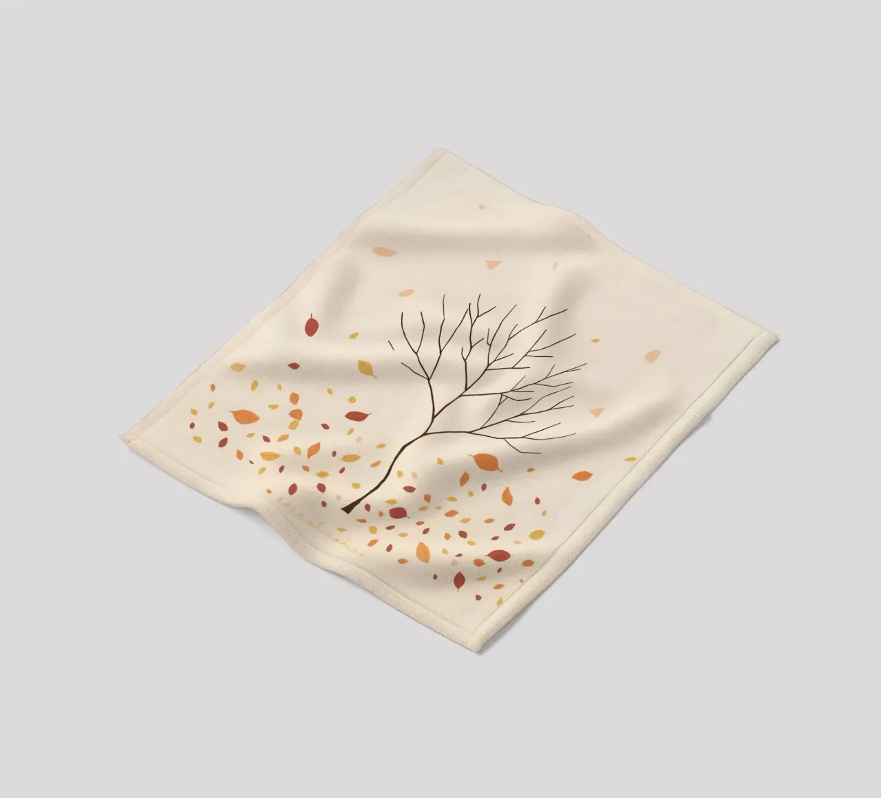 Albero spoglio circondato da foglie cadenti nella stagione autunnale coperta in pile da DesignDoodle