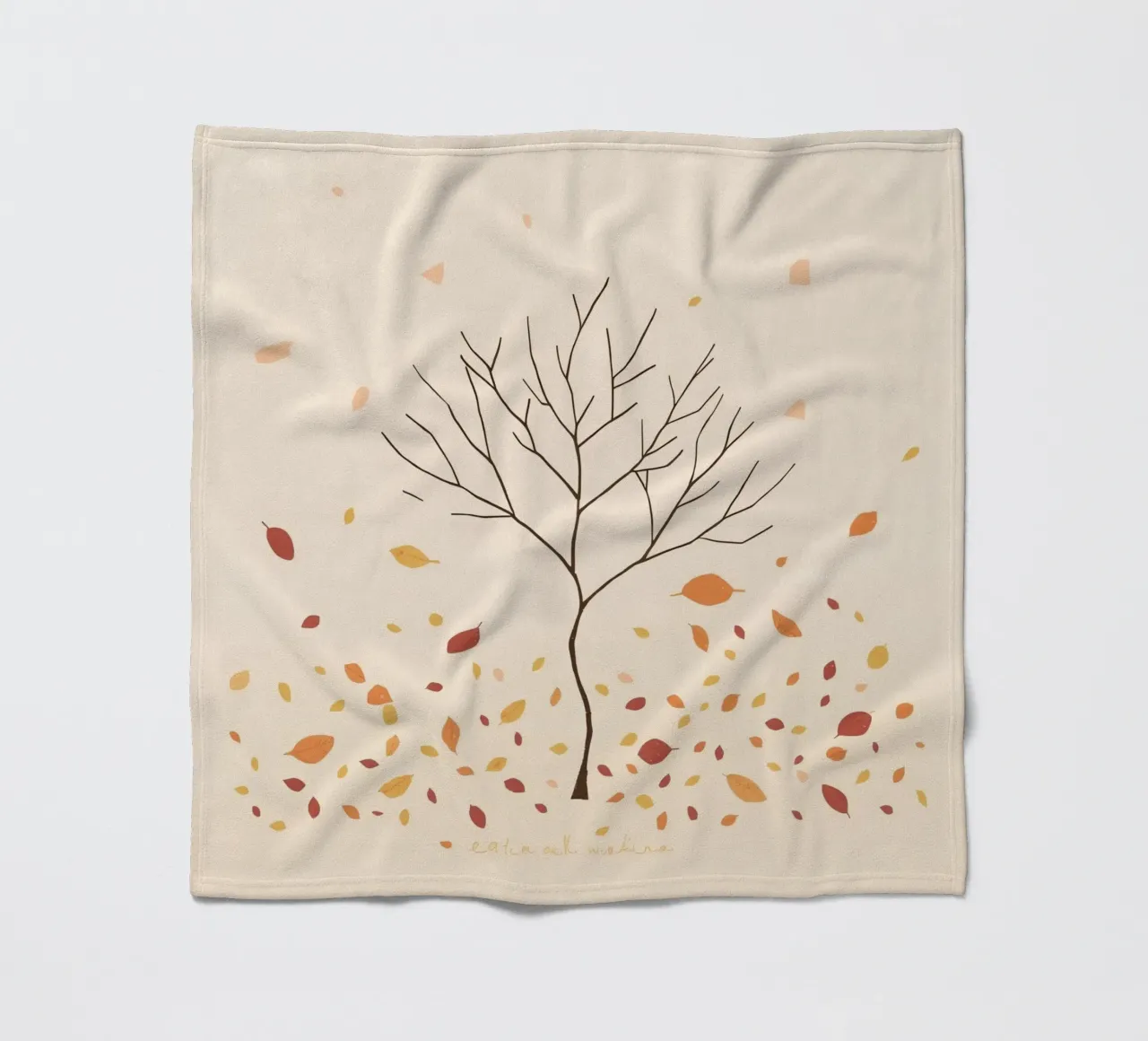 Albero spoglio circondato da foglie cadenti nella stagione autunnale coperta in pile da DesignDoodle