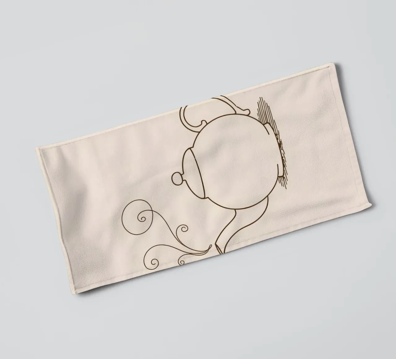 Elegant teapot with steam rising, showing a classic design towel by DesignDoodle
