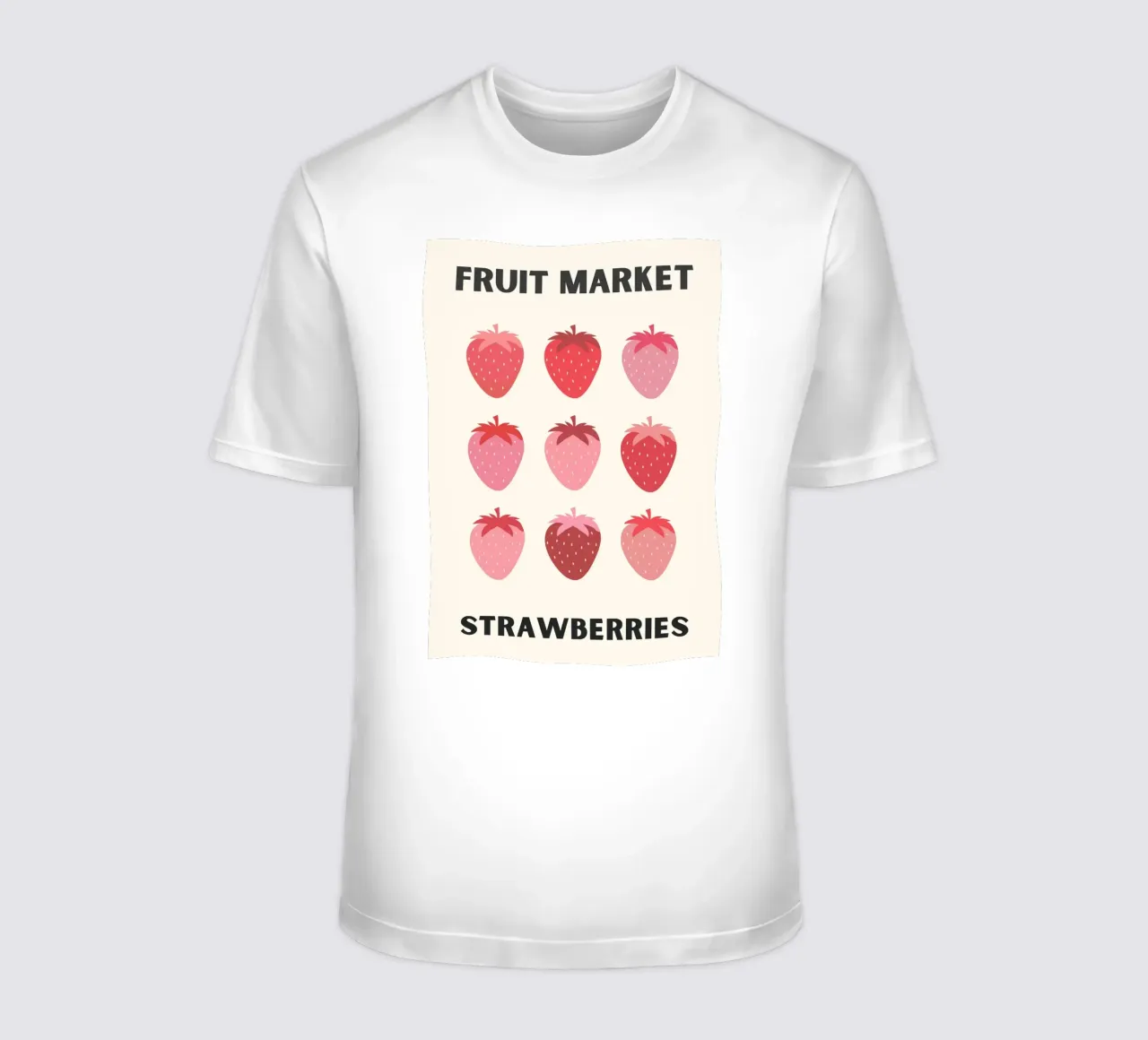 Colorful Strawberry Illustration for Fruit Market Display t-shirt by The Art Club