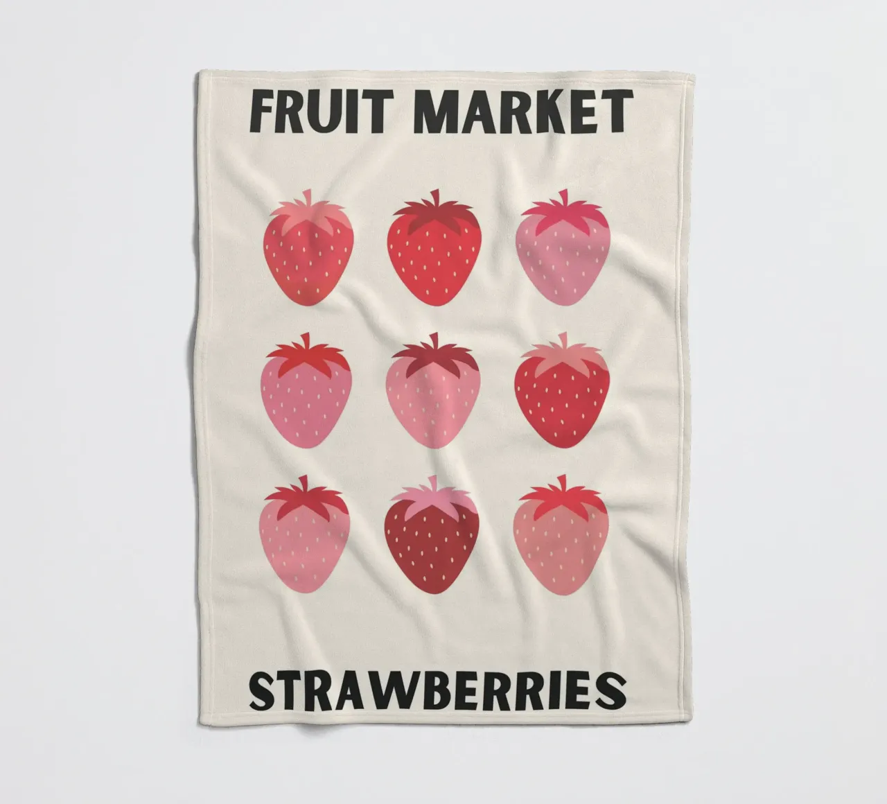 Colorful Strawberry Illustration for Fruit Market Display fleece blanket by The Art Club
