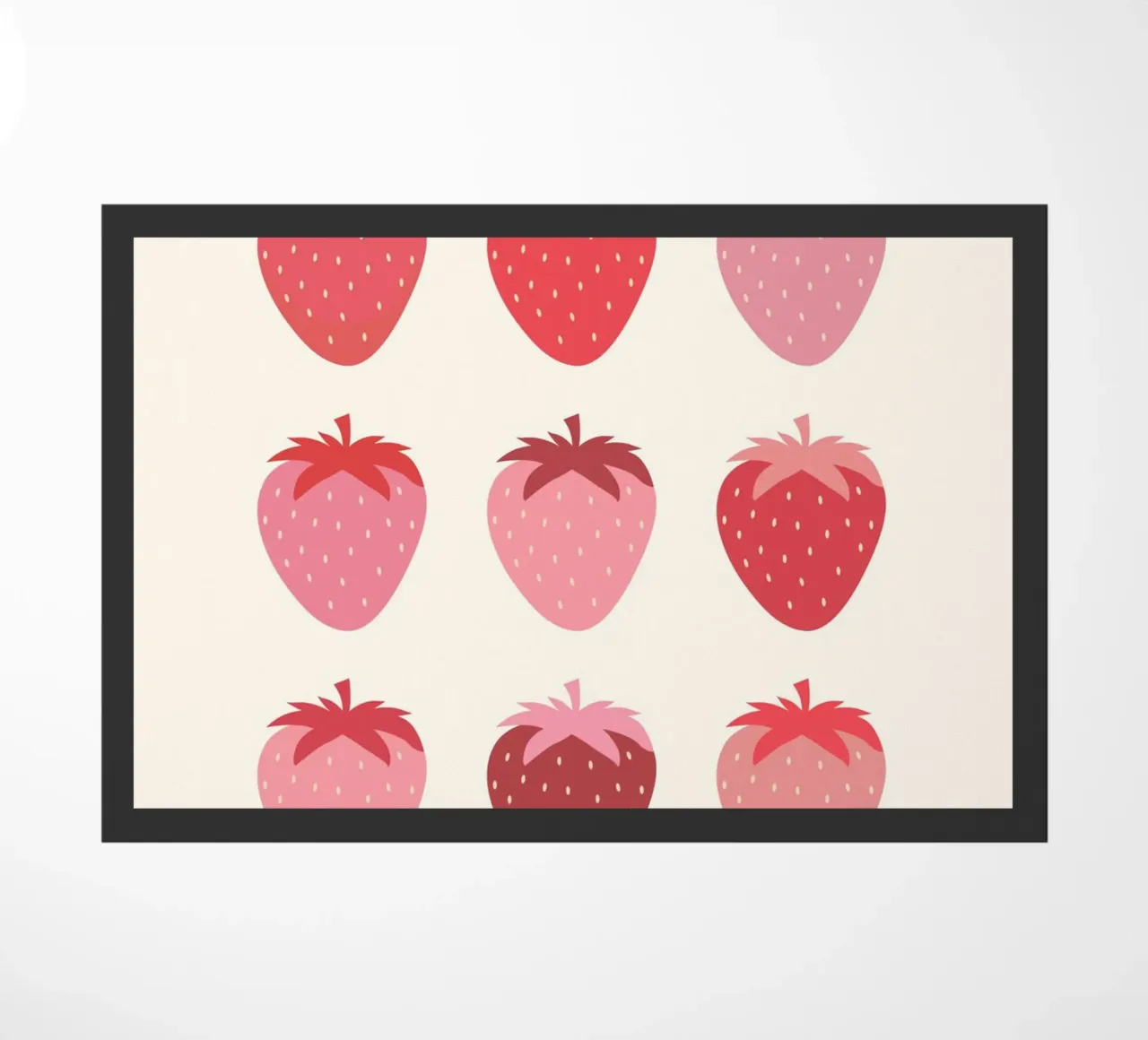 Illustrazione di fragole colorate per l'esposizione al mercato della frutta zerbino da The Art Club
