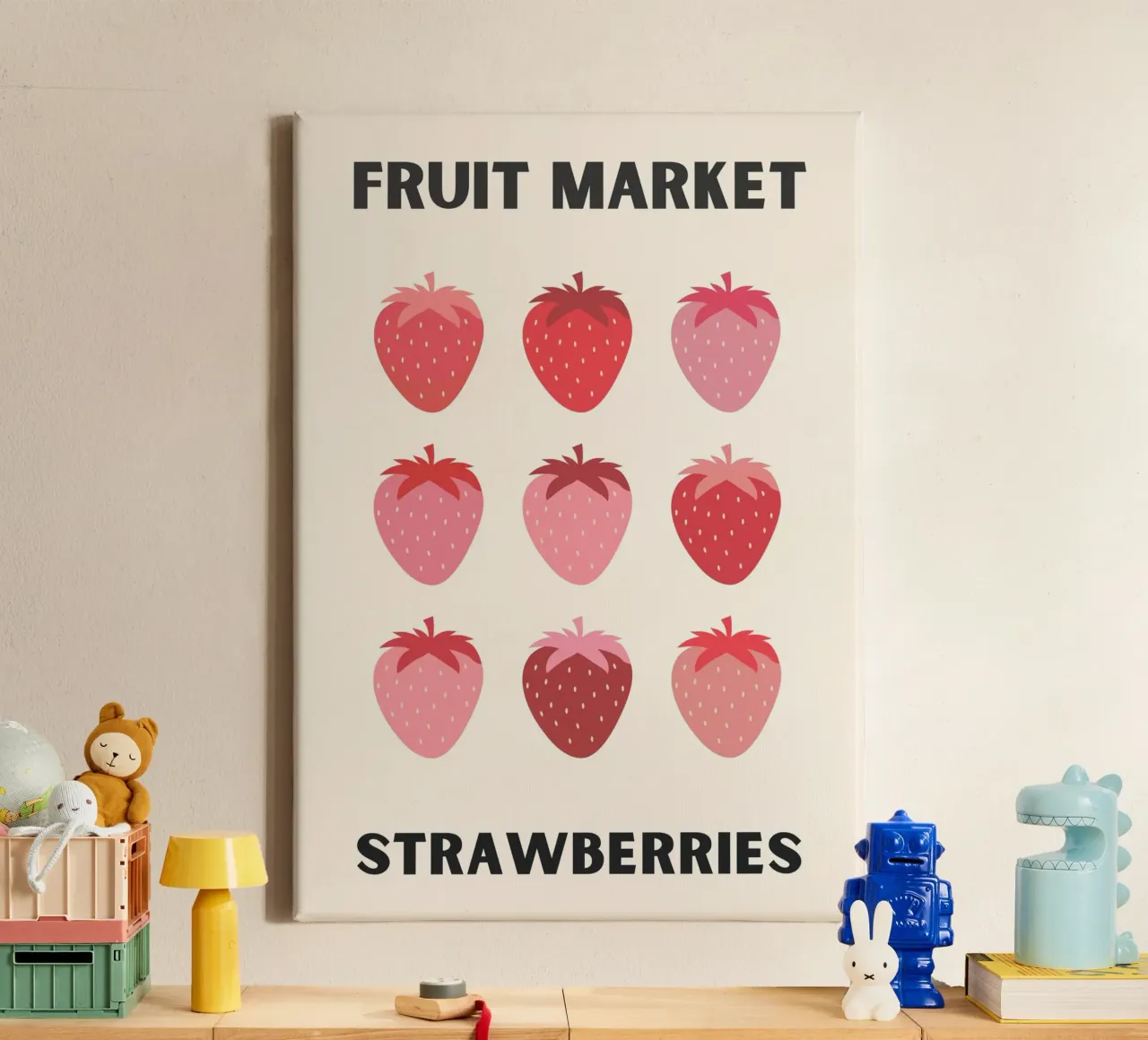 Colorful Strawberry Illustration for Fruit Market Display canvas by The Art Club