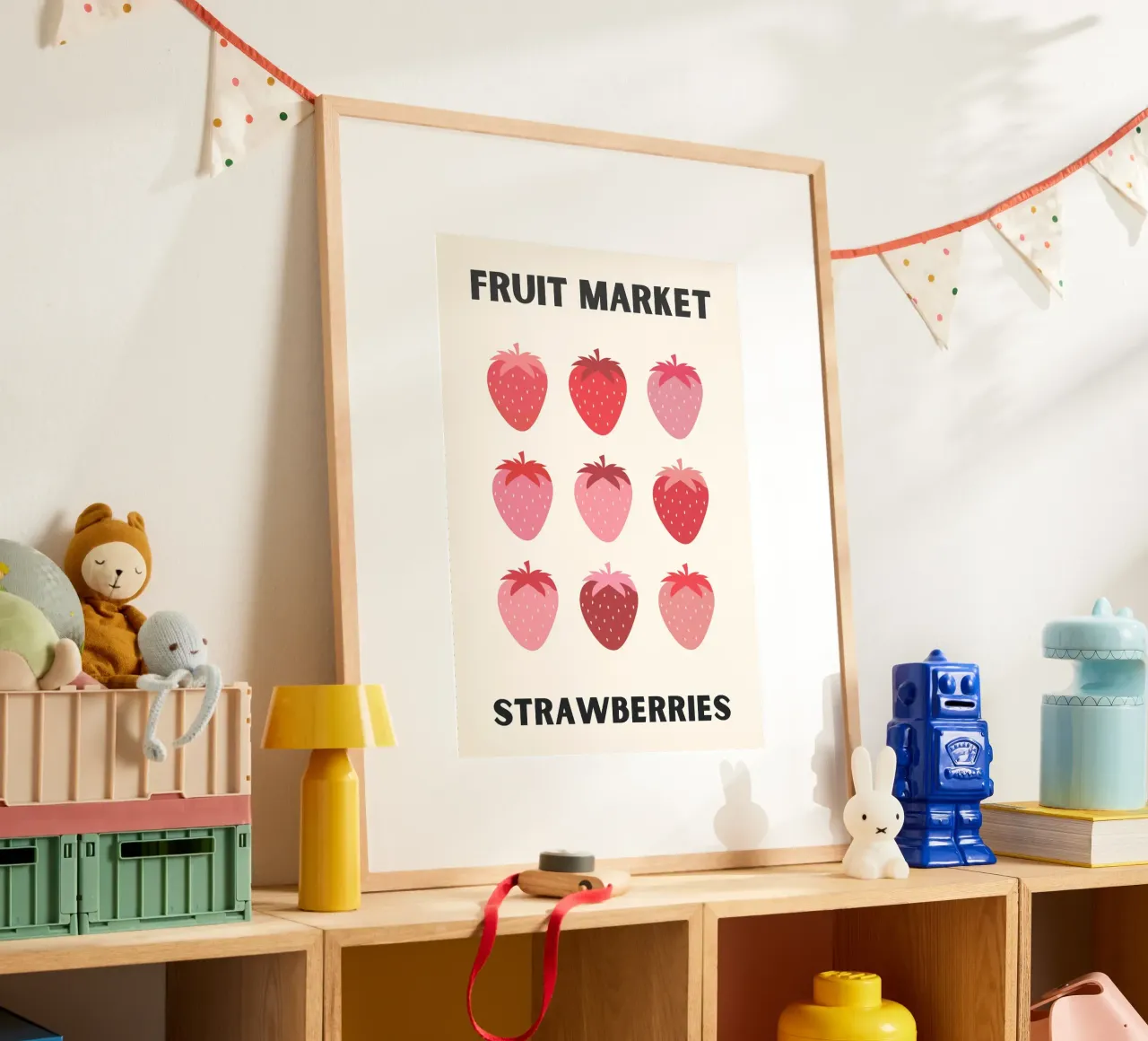 Colorful Strawberry Illustration for Fruit Market Display hahnemühle by The Art Club