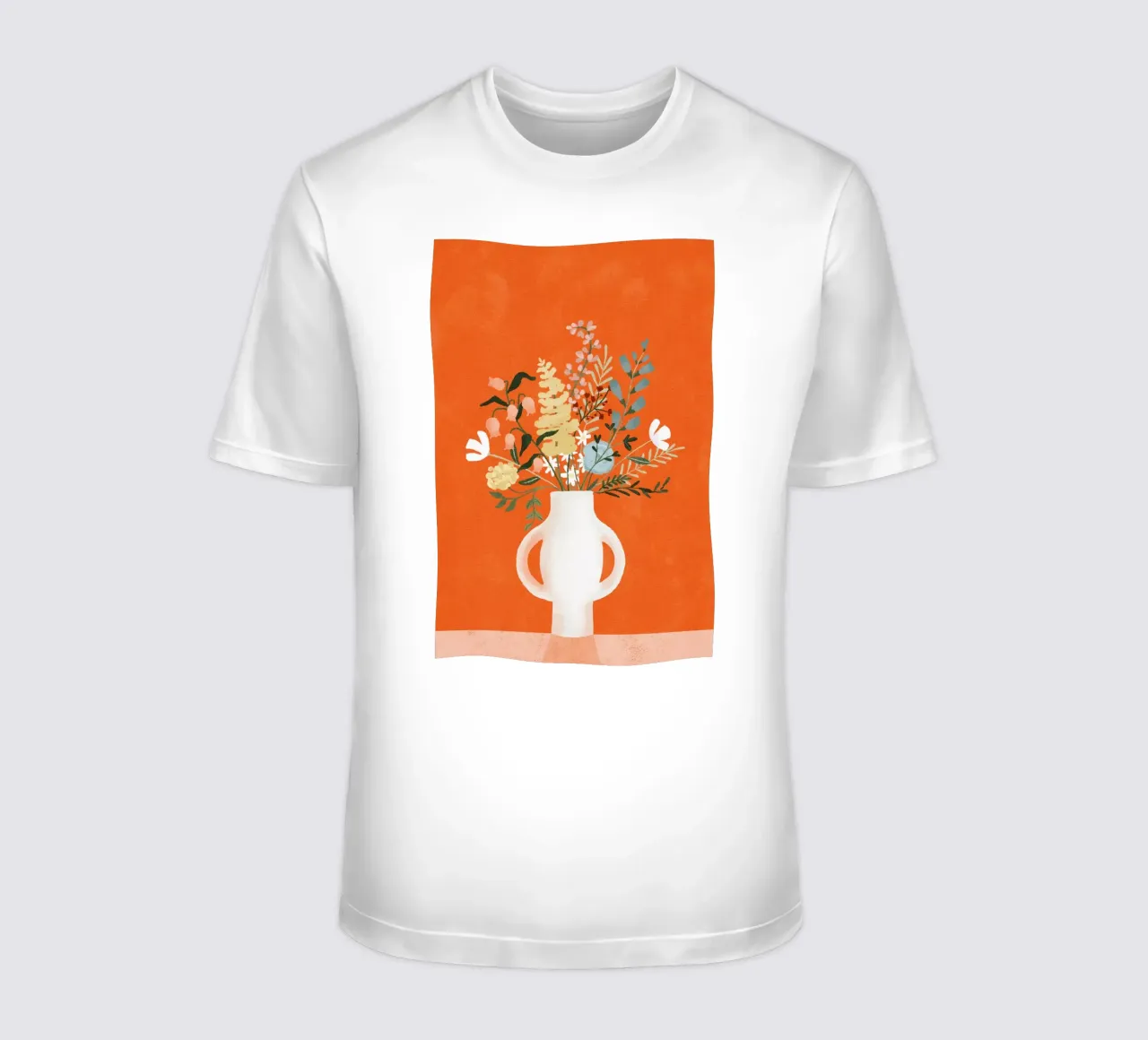 Flowers in Vase, Red t-shirt by Goed Blauw