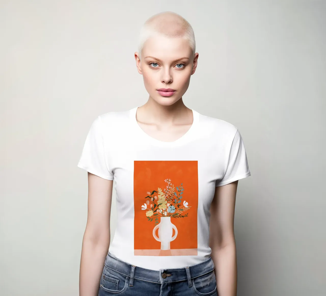 Flowers in Vase, Red women's fitted t-shirt by Goed Blauw