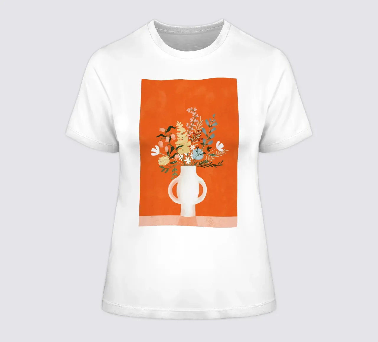 Flowers in Vase, Red women's fitted t-shirt by Goed Blauw