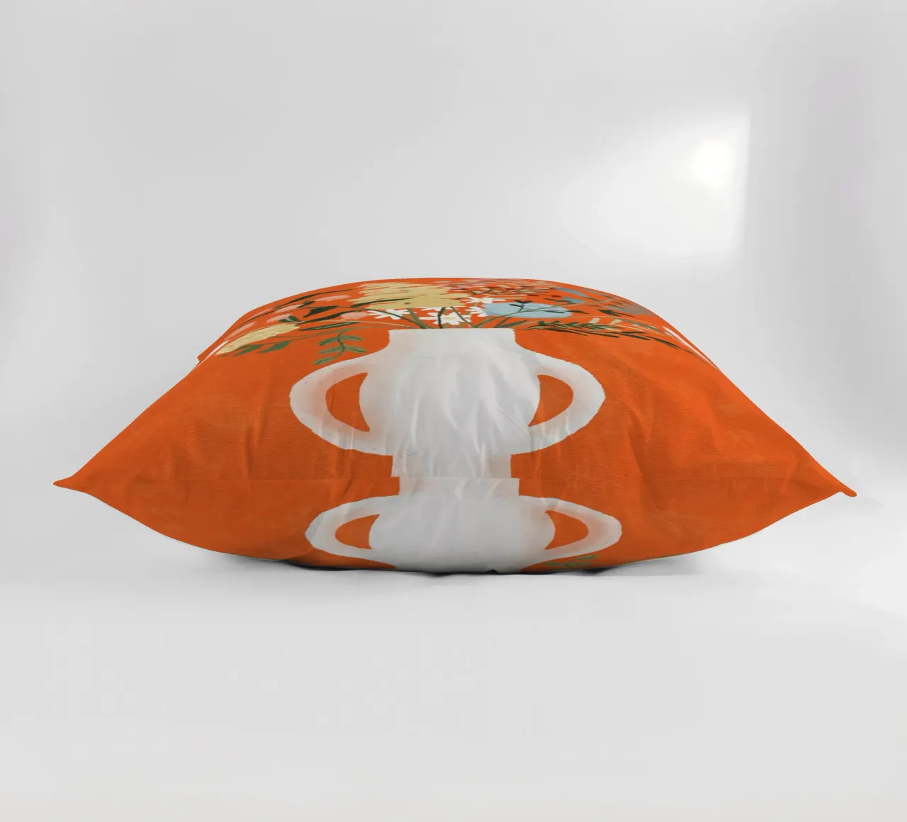 Flowers in Vase, Red decorative cushion by Goed Blauw