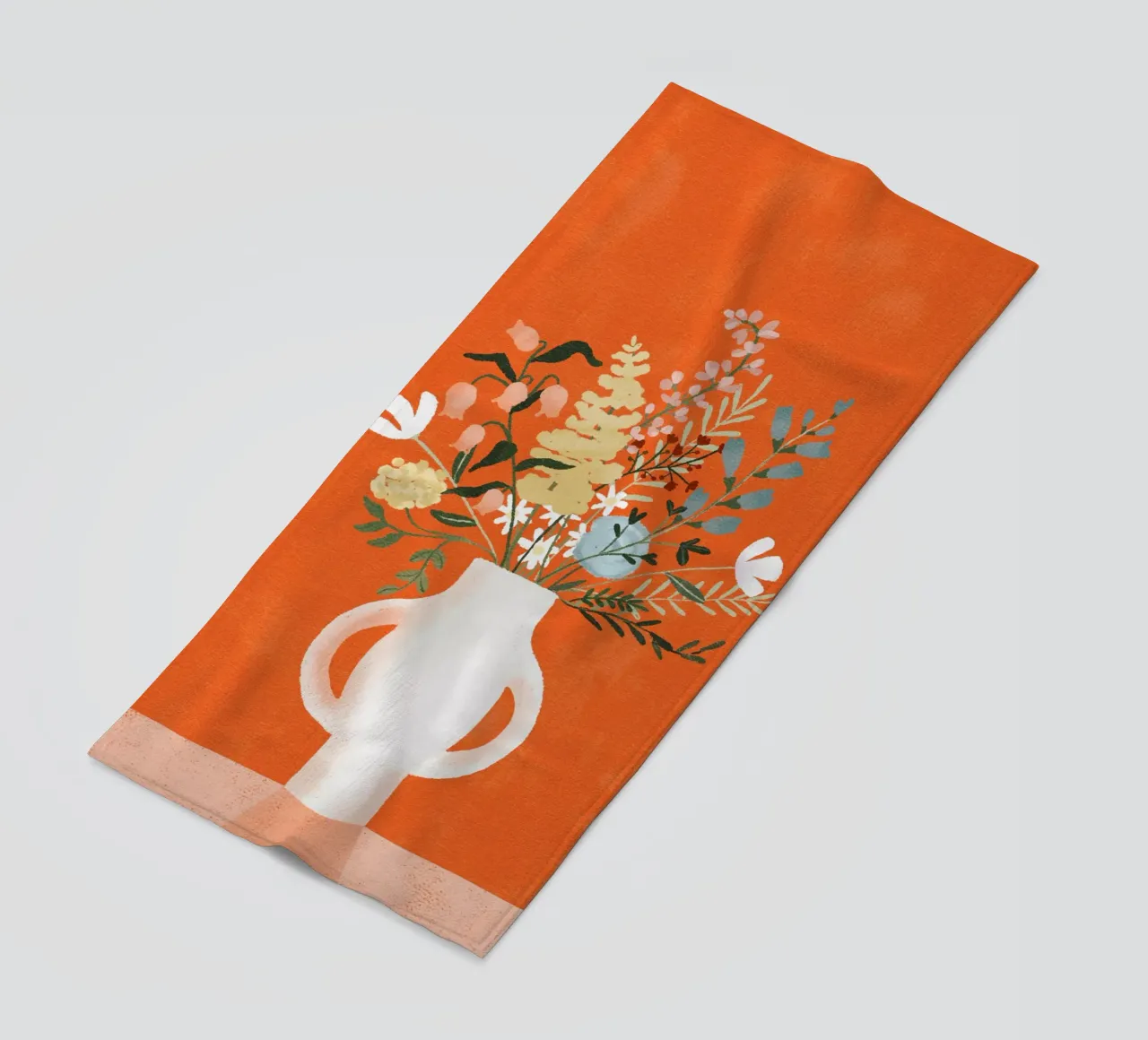 Flowers in Vase, Red beach towel by Goed Blauw