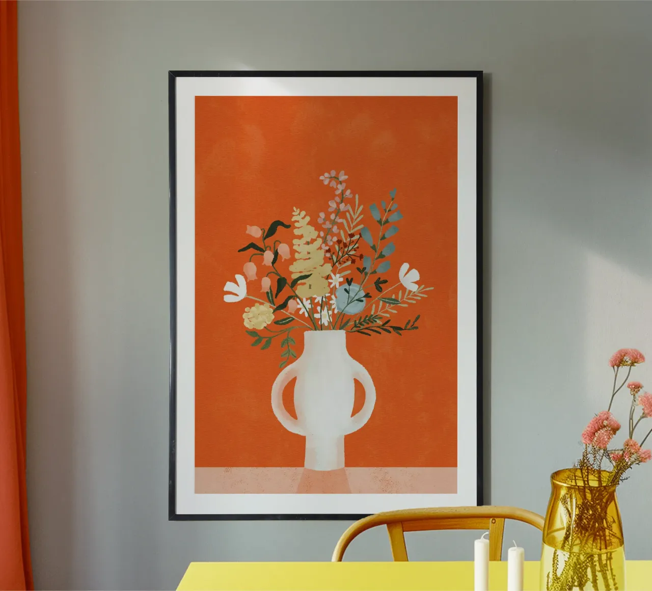 Flowers in Vase, Red carta hahnemühle da Goed Blauw