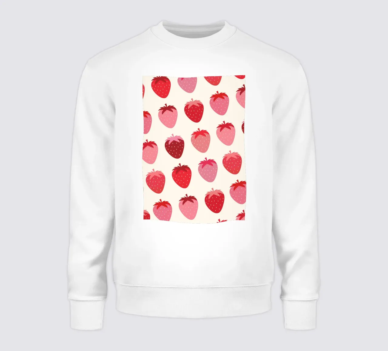 Seamless Strawberry Pattern in Pink and Red Tones sweatshirt by The Art Club