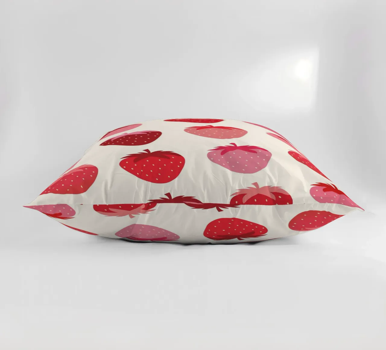 Seamless Strawberry Pattern in Pink and Red Tones decorative cushion by The Art Club