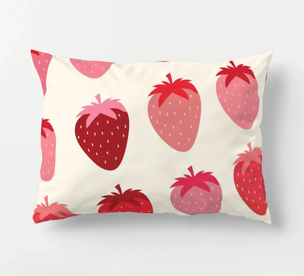 Seamless Strawberry Pattern in Pink and Red Tones decorative cushion by The Art Club
