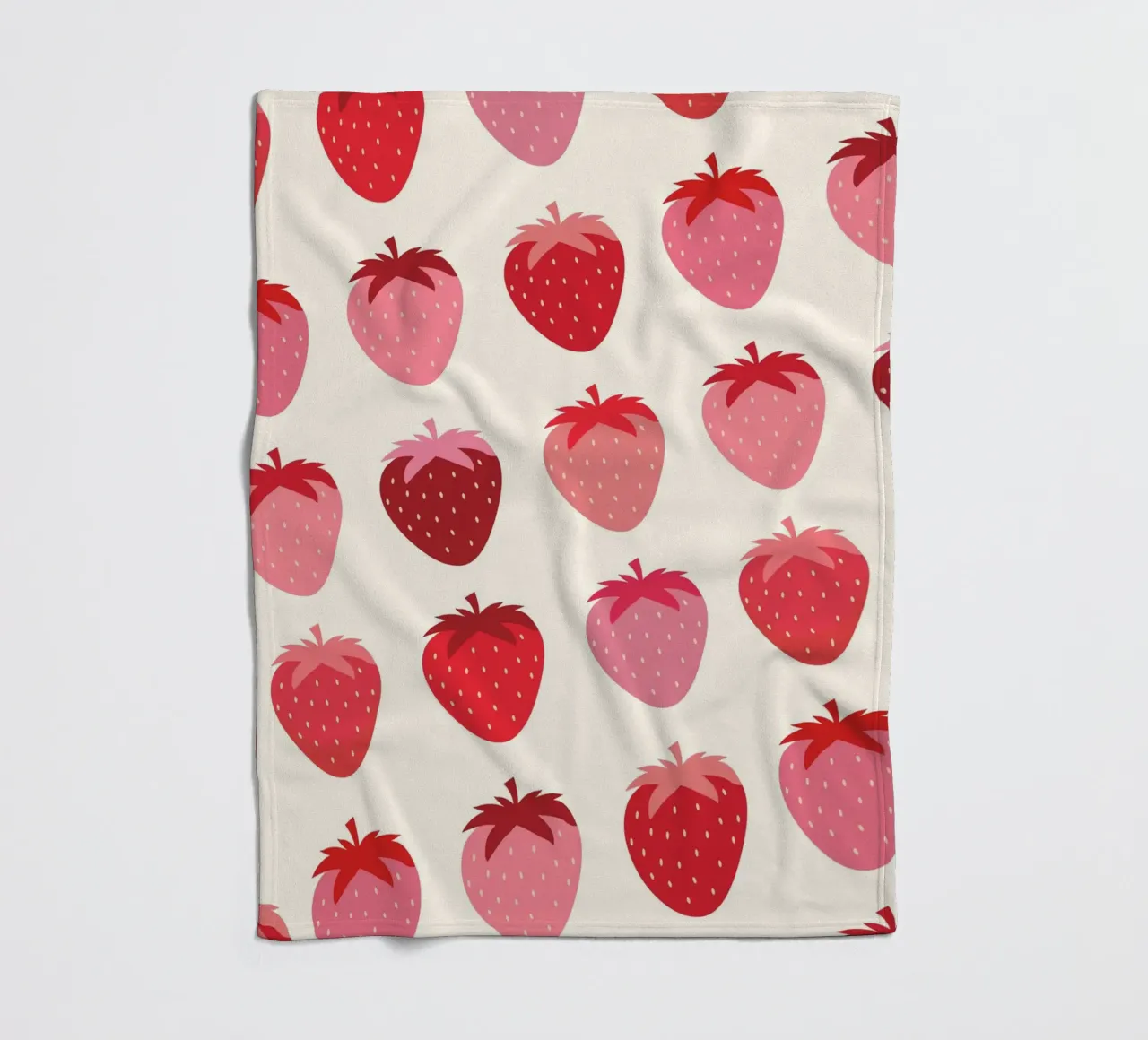 Seamless Strawberry Pattern in Pink and Red Tones fleece blanket by The Art Club