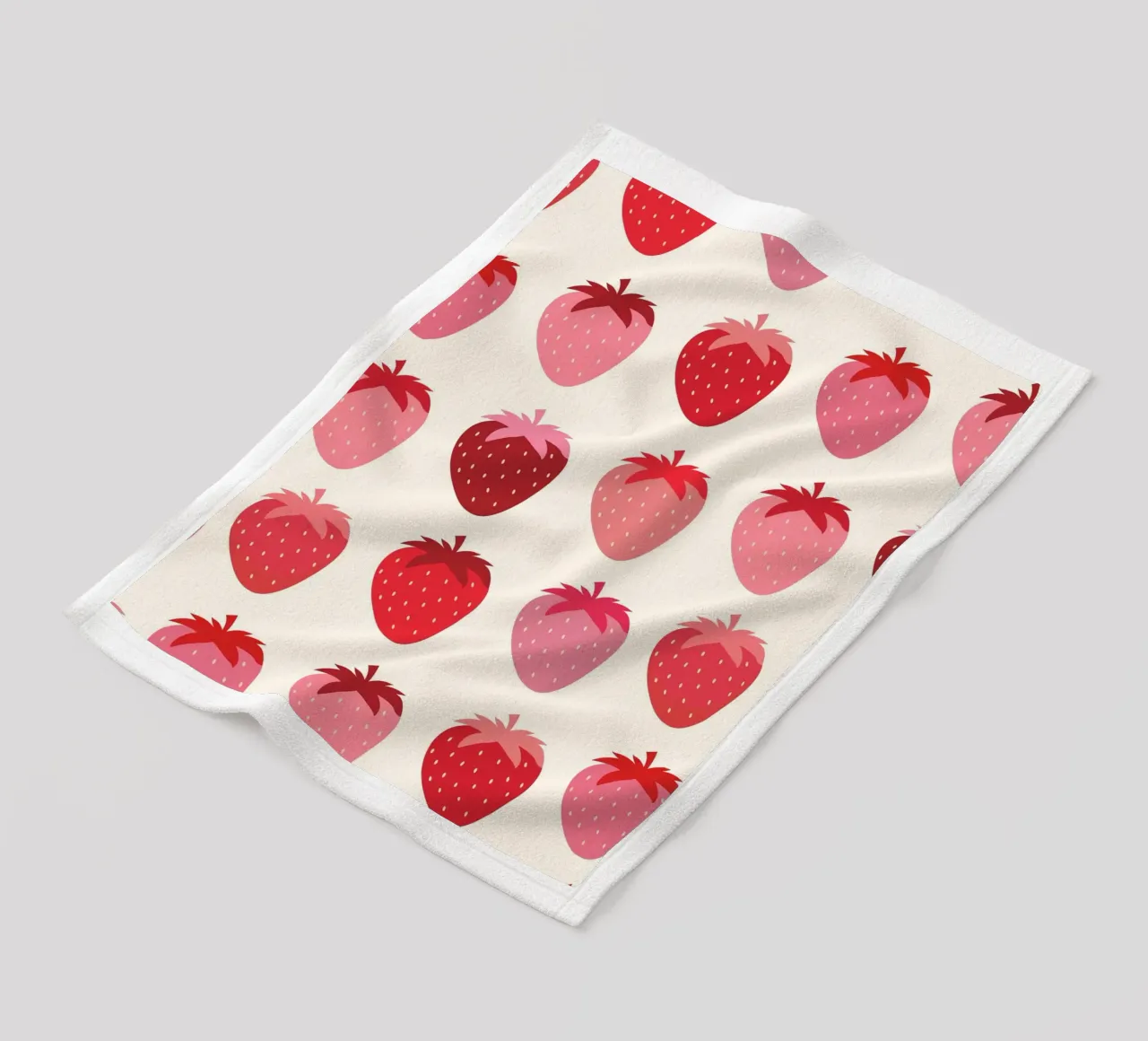 Seamless Strawberry Pattern in Pink and Red Tones fleece blanket by The Art Club