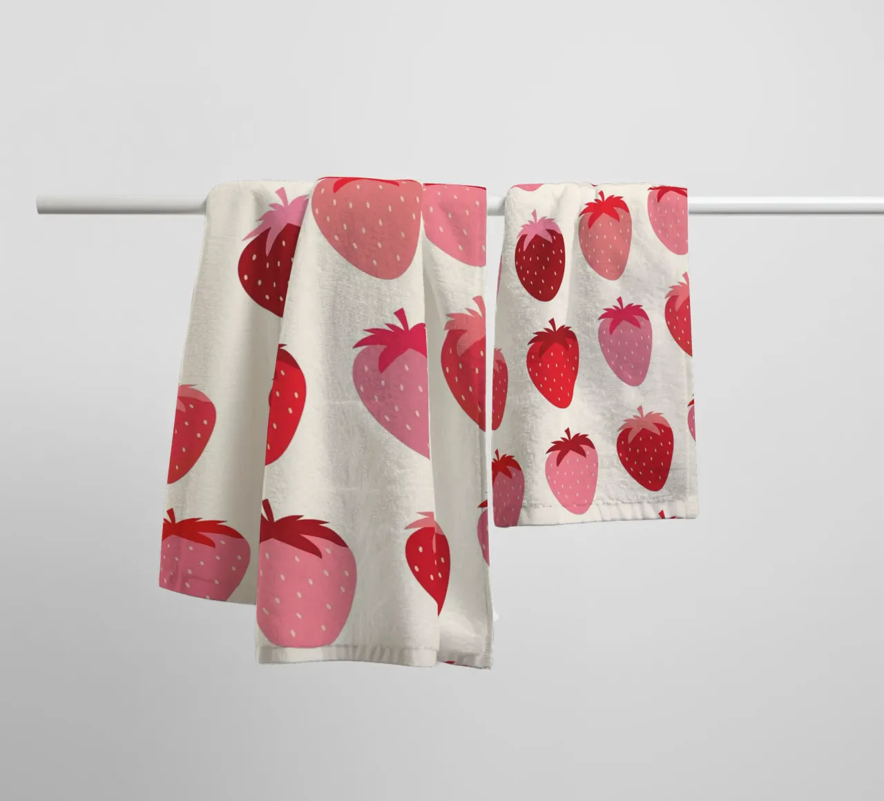 Seamless Strawberry Pattern in Pink and Red Tones towel by The Art Club