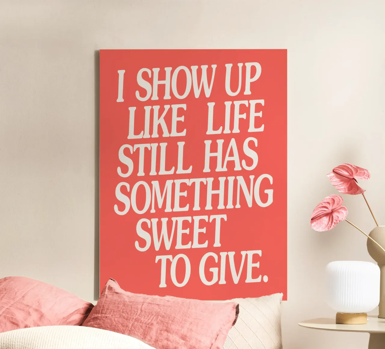 Aparezco como si la vida aún tuviera algo dulce que dar lienzo de THE MOTIVATED TYPE