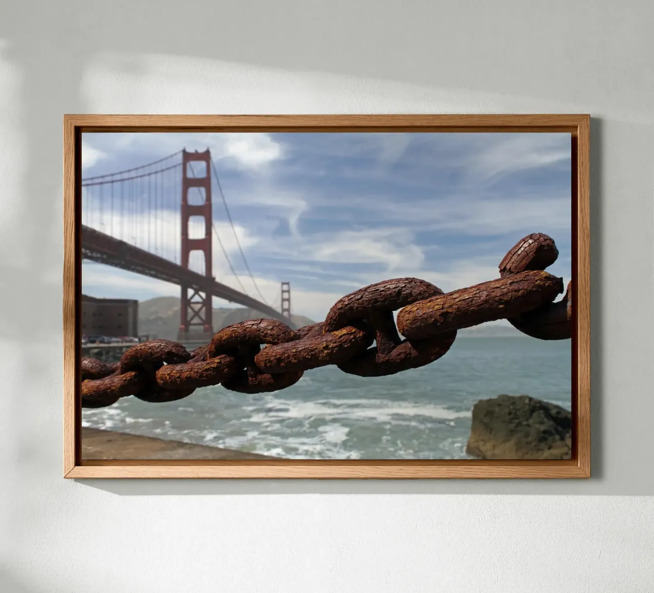 Visione del Golden Gate, San Francisco tela con Cornice a cassetta da Wanderlust Vibes