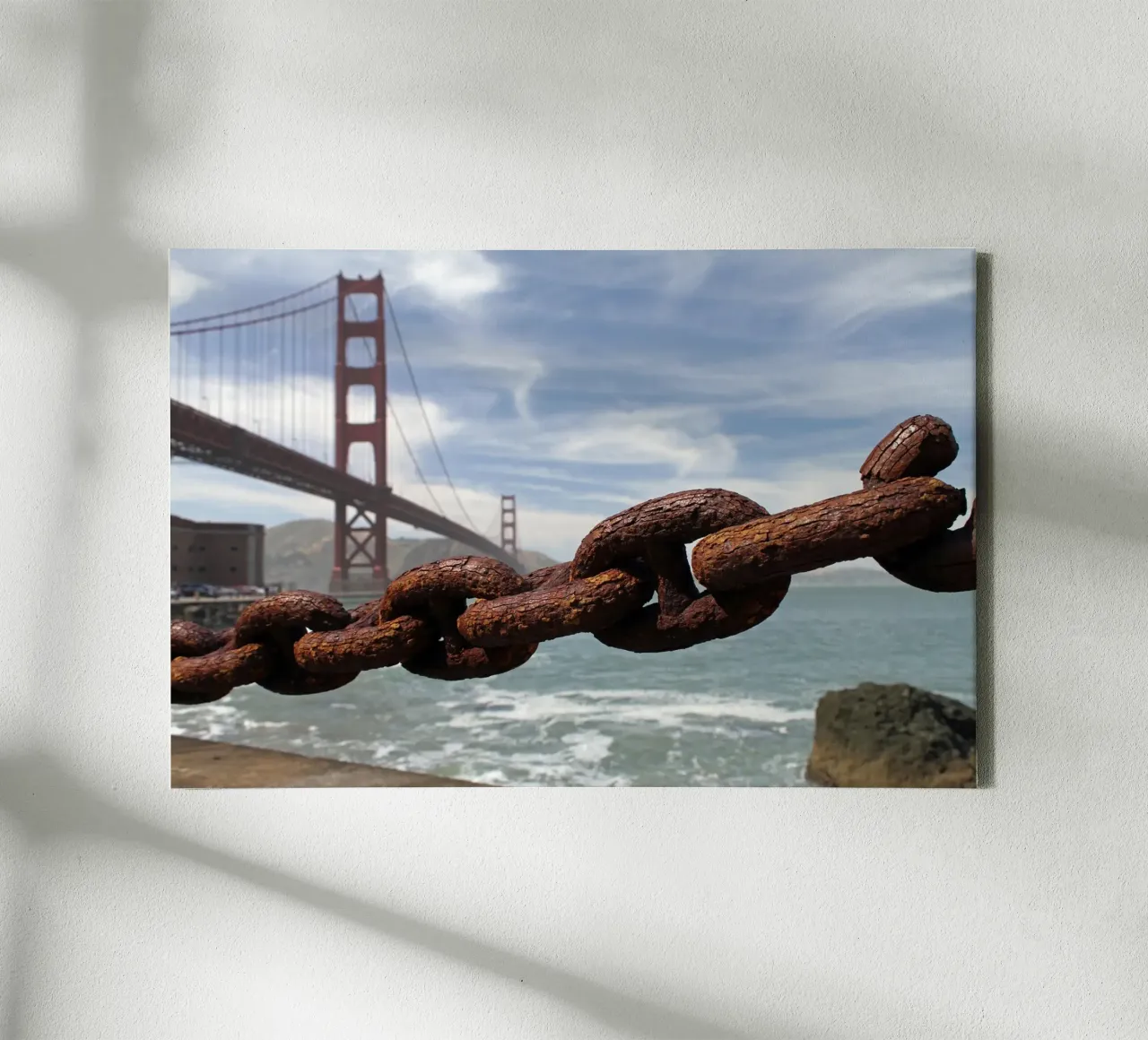 Visione del Golden Gate, San Francisco tela con Cornice a cassetta da Wanderlust Vibes