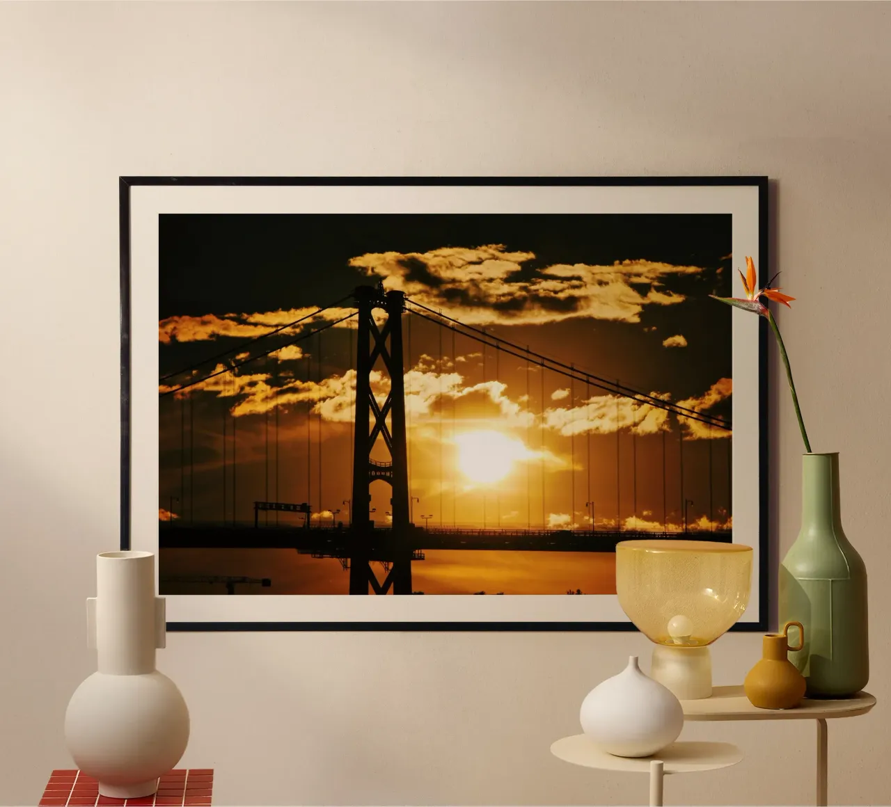 Silhouette del tramonto del Bay Bridge, San Francisco poster da Wanderlust Vibes