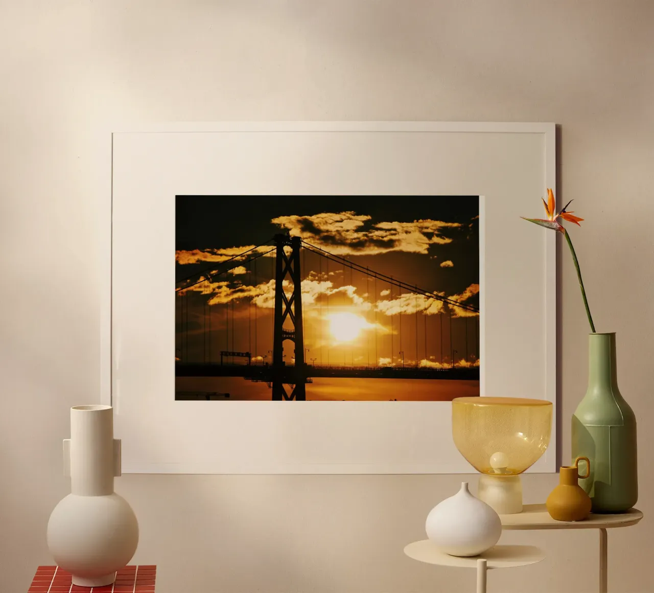 Silhouette del tramonto del Bay Bridge, San Francisco poster da Wanderlust Vibes