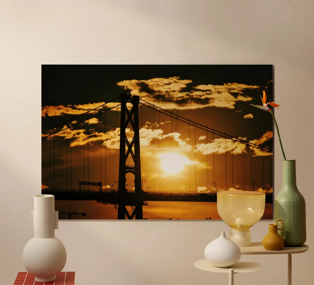 Silhouette del tramonto del Bay Bridge, San Francisco poster da Wanderlust Vibes
