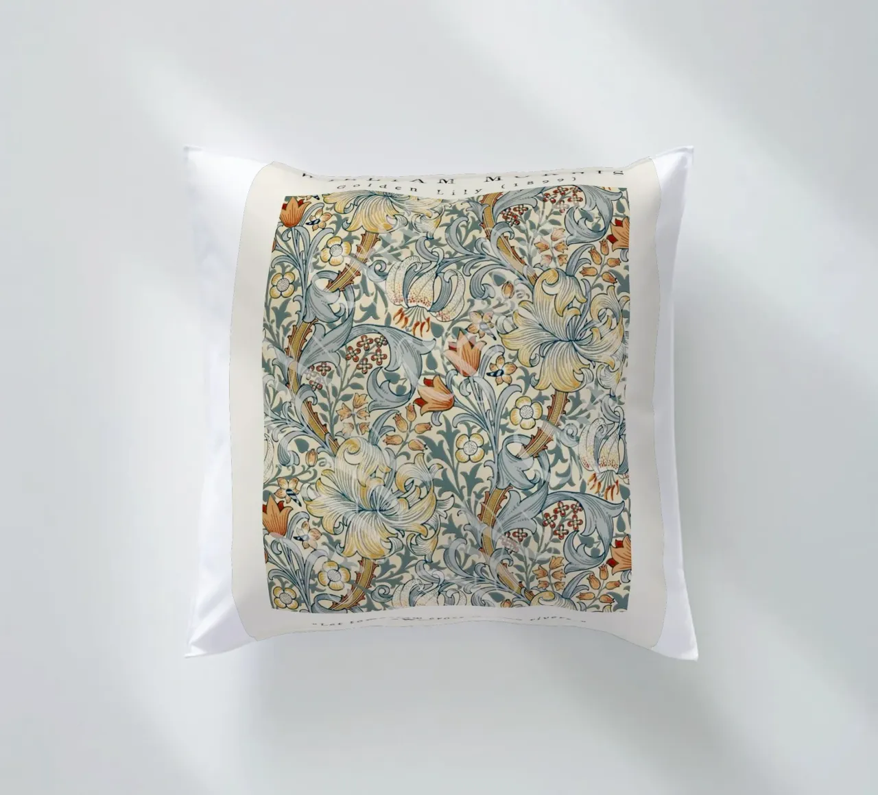 intertwined pattern of lilies,tulip,and leaves decorative cushion by Ropech Shop