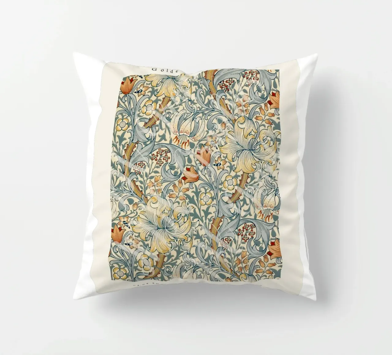 intertwined pattern of lilies,tulip,and leaves decorative cushion by Ropech Shop