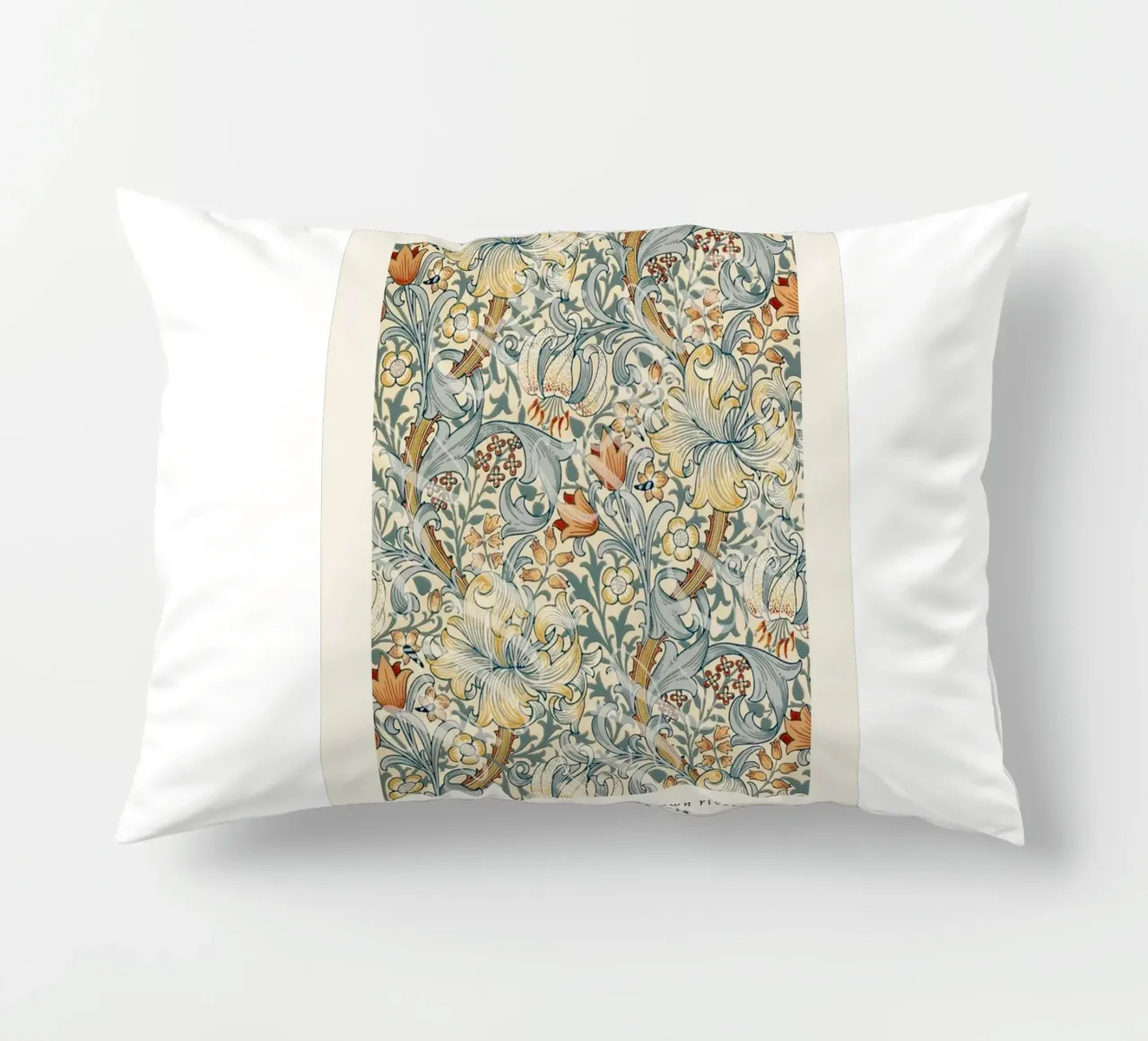 intertwined pattern of lilies,tulip,and leaves decorative cushion by Ropech Shop