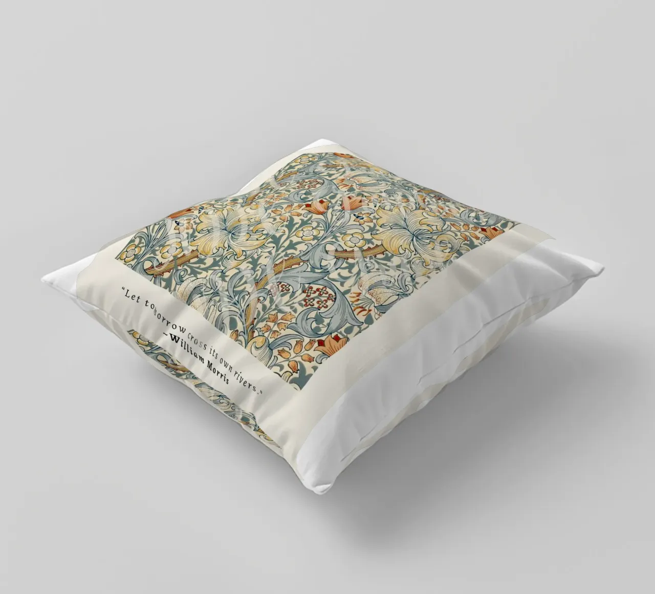 intertwined pattern of lilies,tulip,and leaves decorative cushion by Ropech Shop