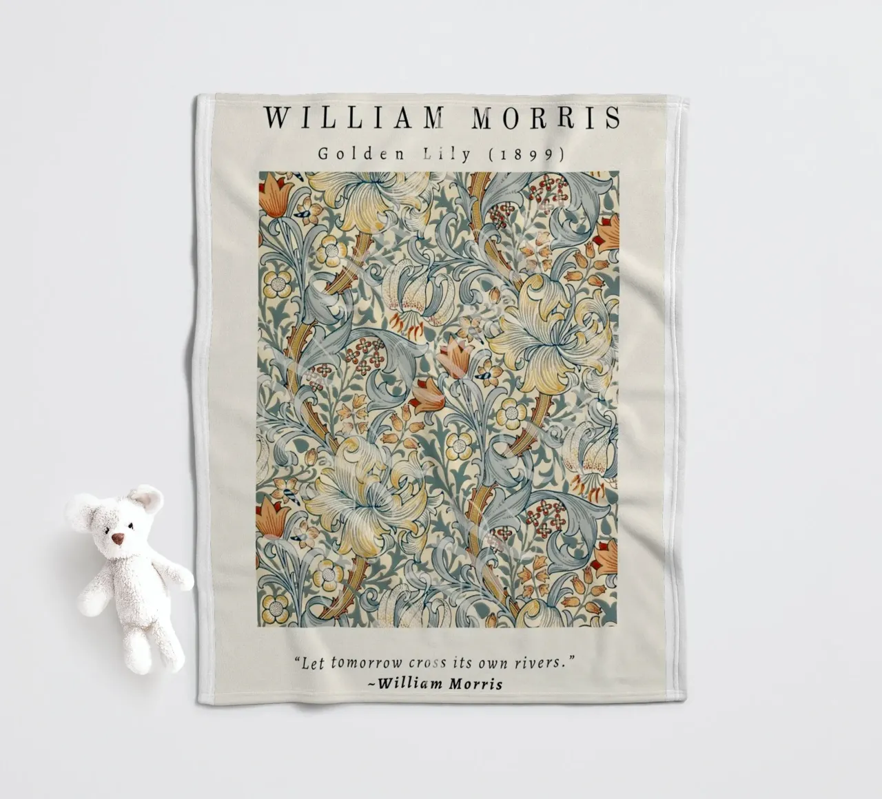 intertwined pattern of lilies,tulip,and leaves fleece blanket by Ropech Shop