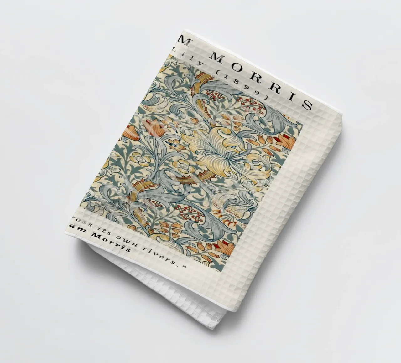 intertwined pattern of lilies,tulip,and leaves tea towel by Ropech Shop