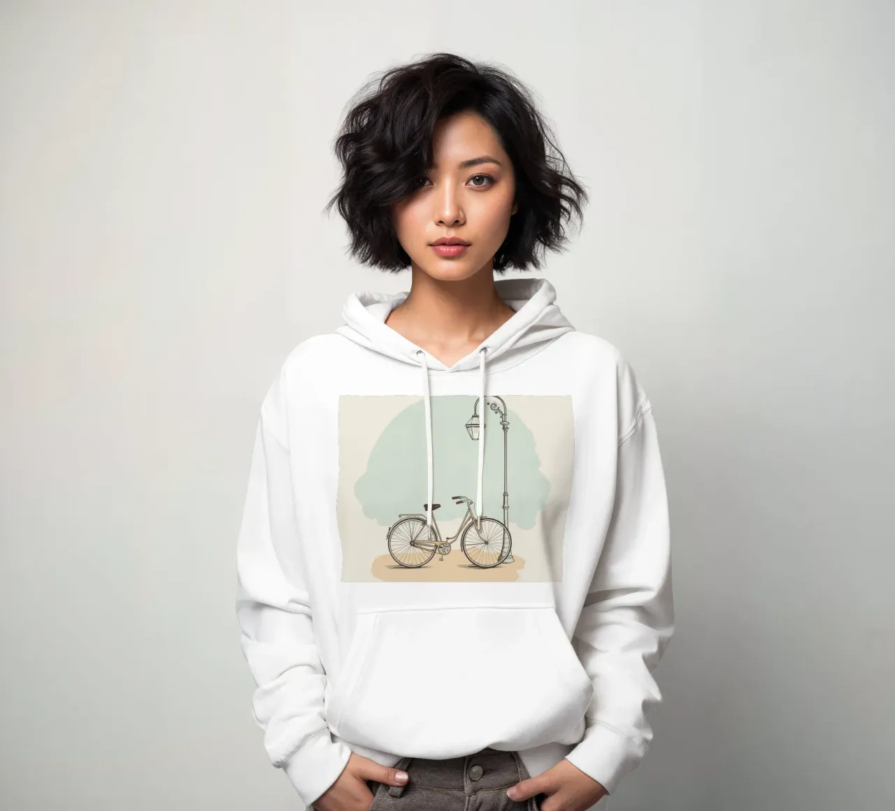 Classic bicycle parked near a vintage lamppost hoodie by DesignDoodle
