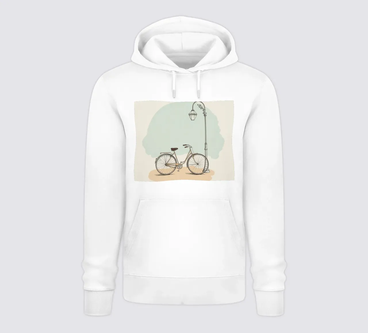 Classic bicycle parked near a vintage lamppost hoodie by DesignDoodle