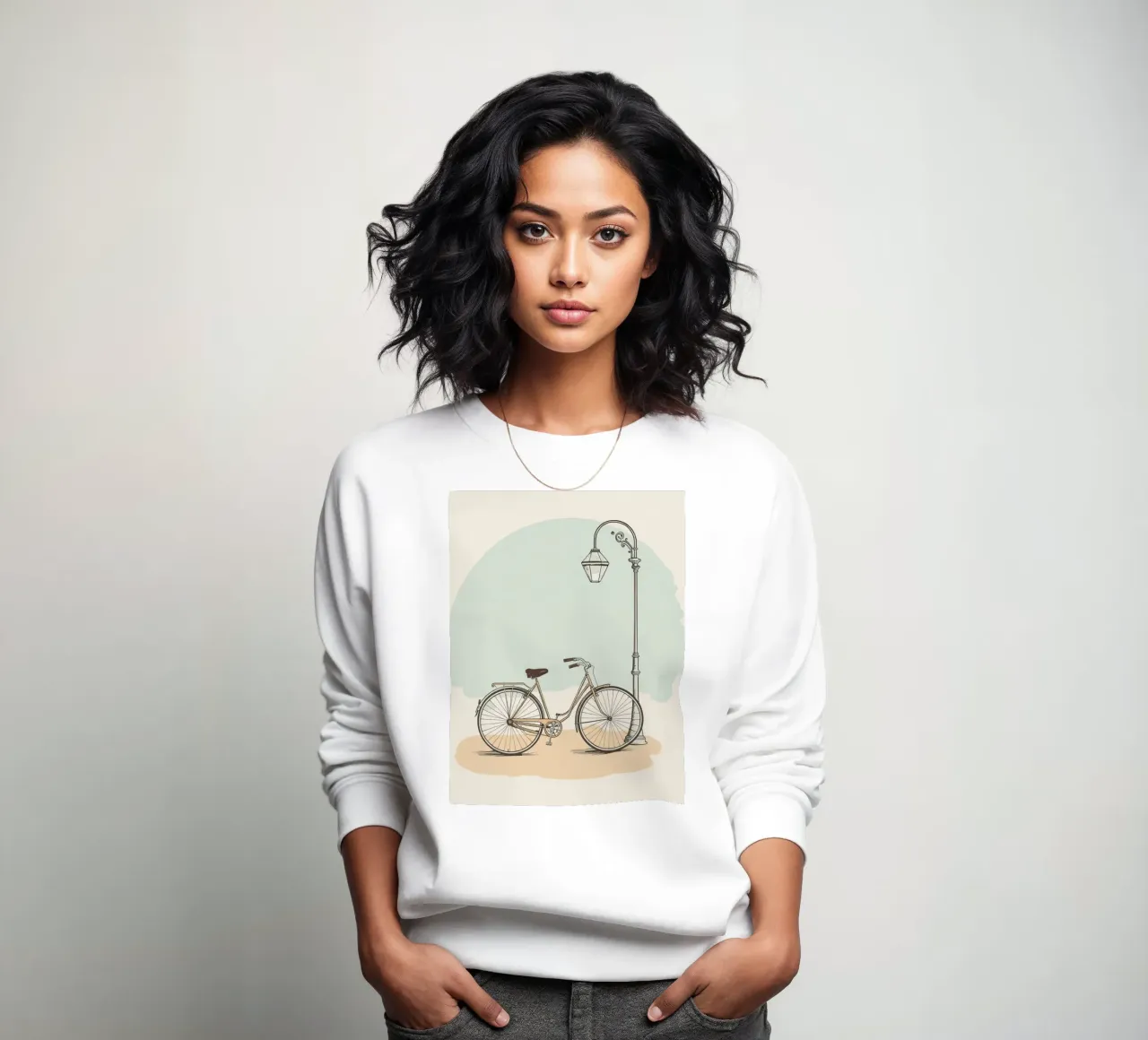 Vélo classique garé près d'un lampadaire ancien sweat de DesignDoodle