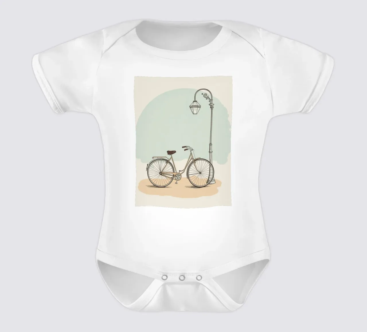 Vélo classique garé près d'un lampadaire ancien body bébé de DesignDoodle