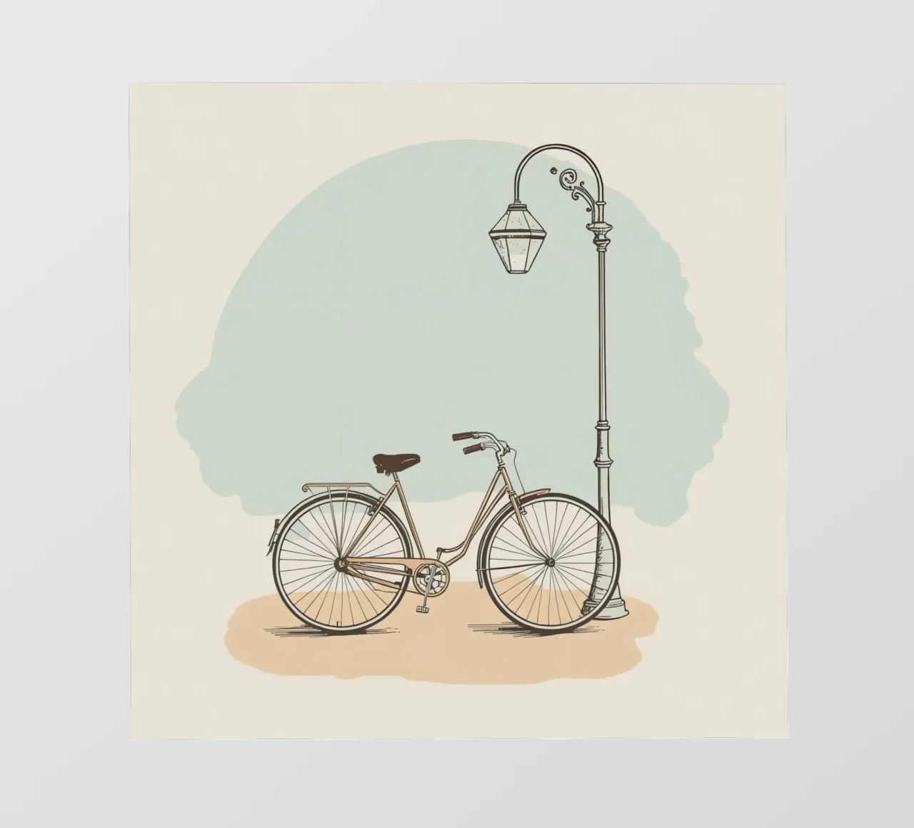 Vélo classique garé près d'un lampadaire ancien bâche pvc de DesignDoodle