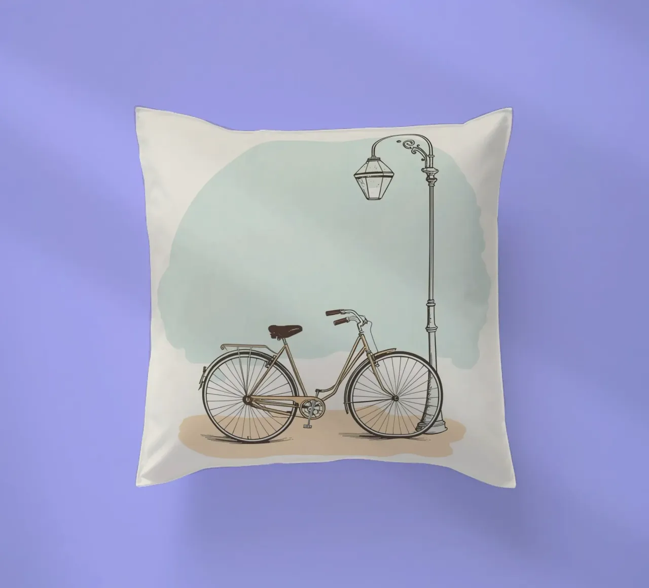 Vélo classique garé près d'un lampadaire ancien coussin de DesignDoodle