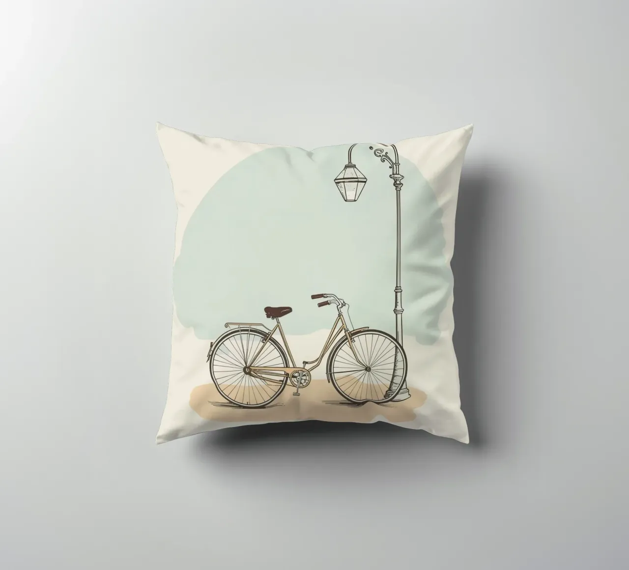 Vélo classique garé près d'un lampadaire ancien coussin de DesignDoodle