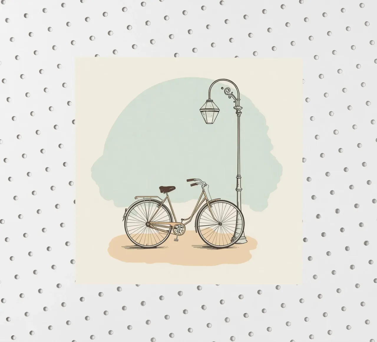 Vélo classique garé près d'un lampadaire ancien autocollant de DesignDoodle