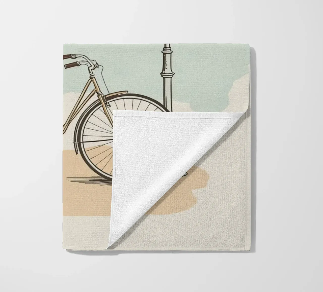 Vélo classique garé près d'un lampadaire ancien serviette de plage de DesignDoodle