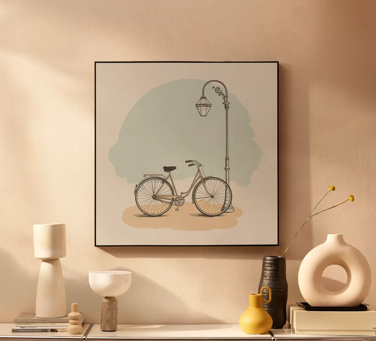 Vélo classique garé près d'un lampadaire ancien plexiglas de DesignDoodle