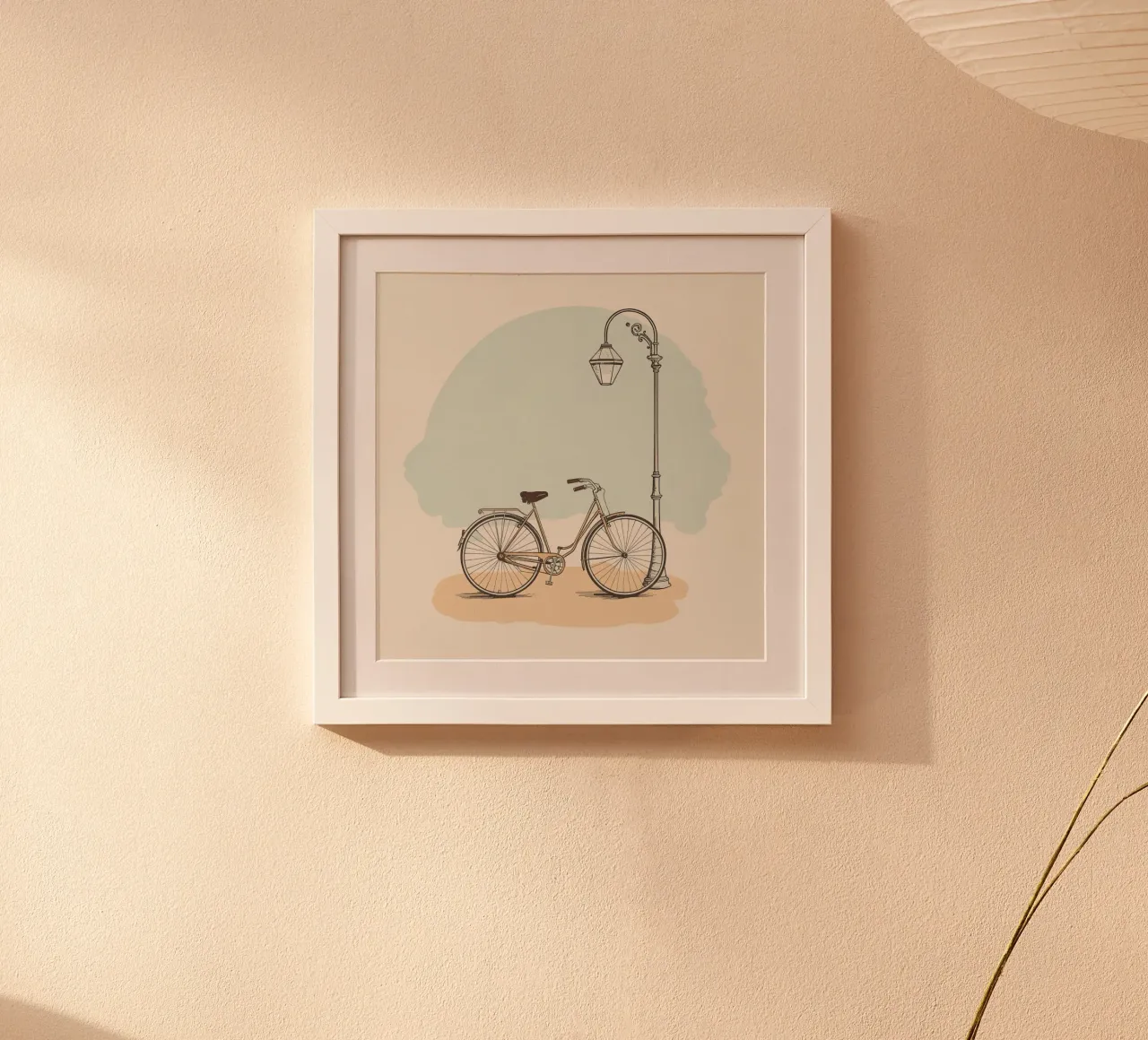 Vélo classique garé près d'un lampadaire ancien hahnemühle de DesignDoodle