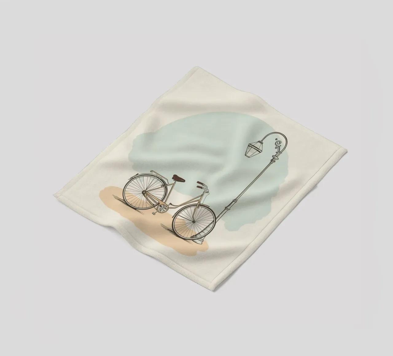Bicicleta clásica aparcada cerca de una farola de época manta de franela de DesignDoodle