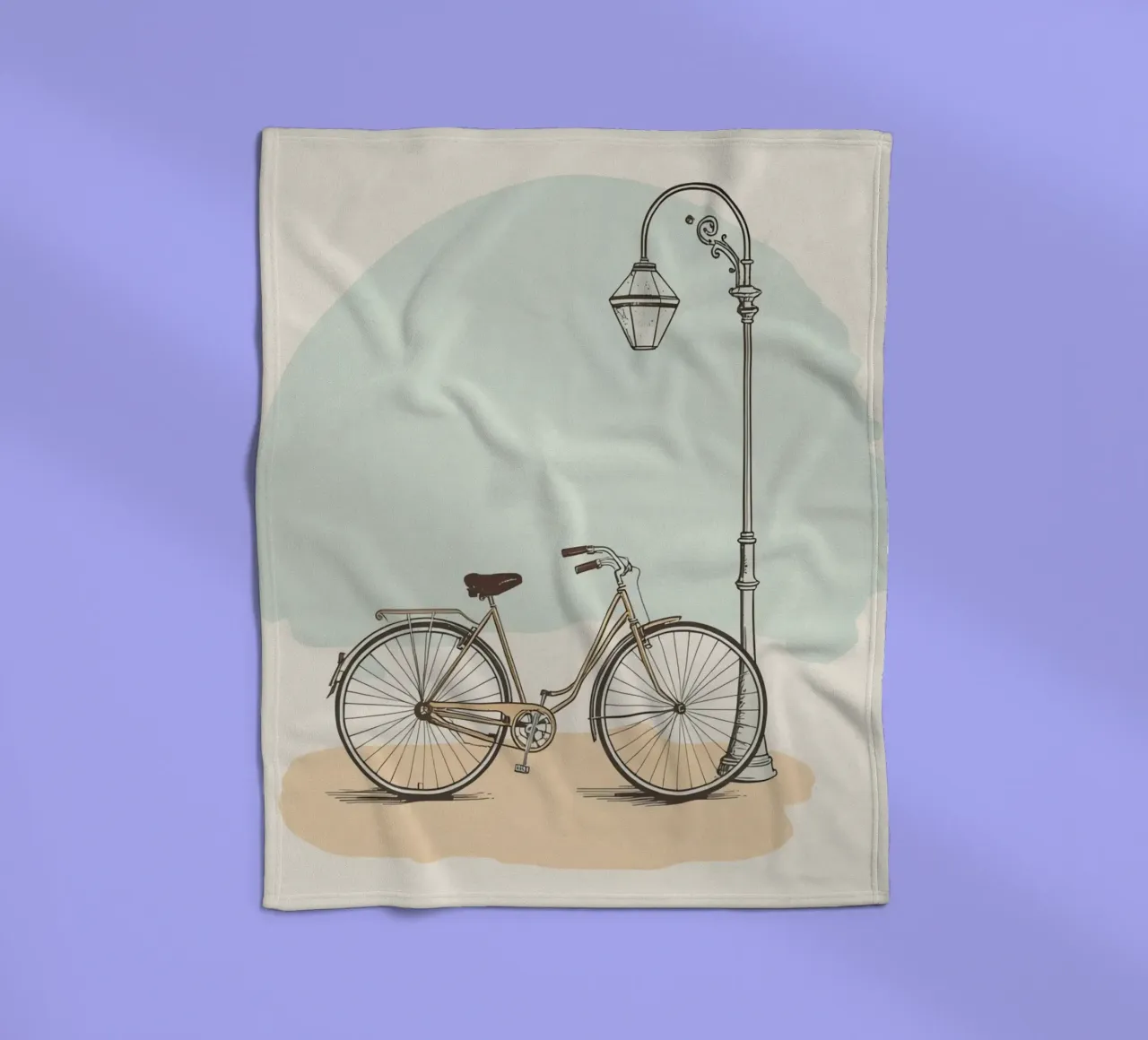 Bicicleta clásica aparcada cerca de una farola de época manta de franela de DesignDoodle