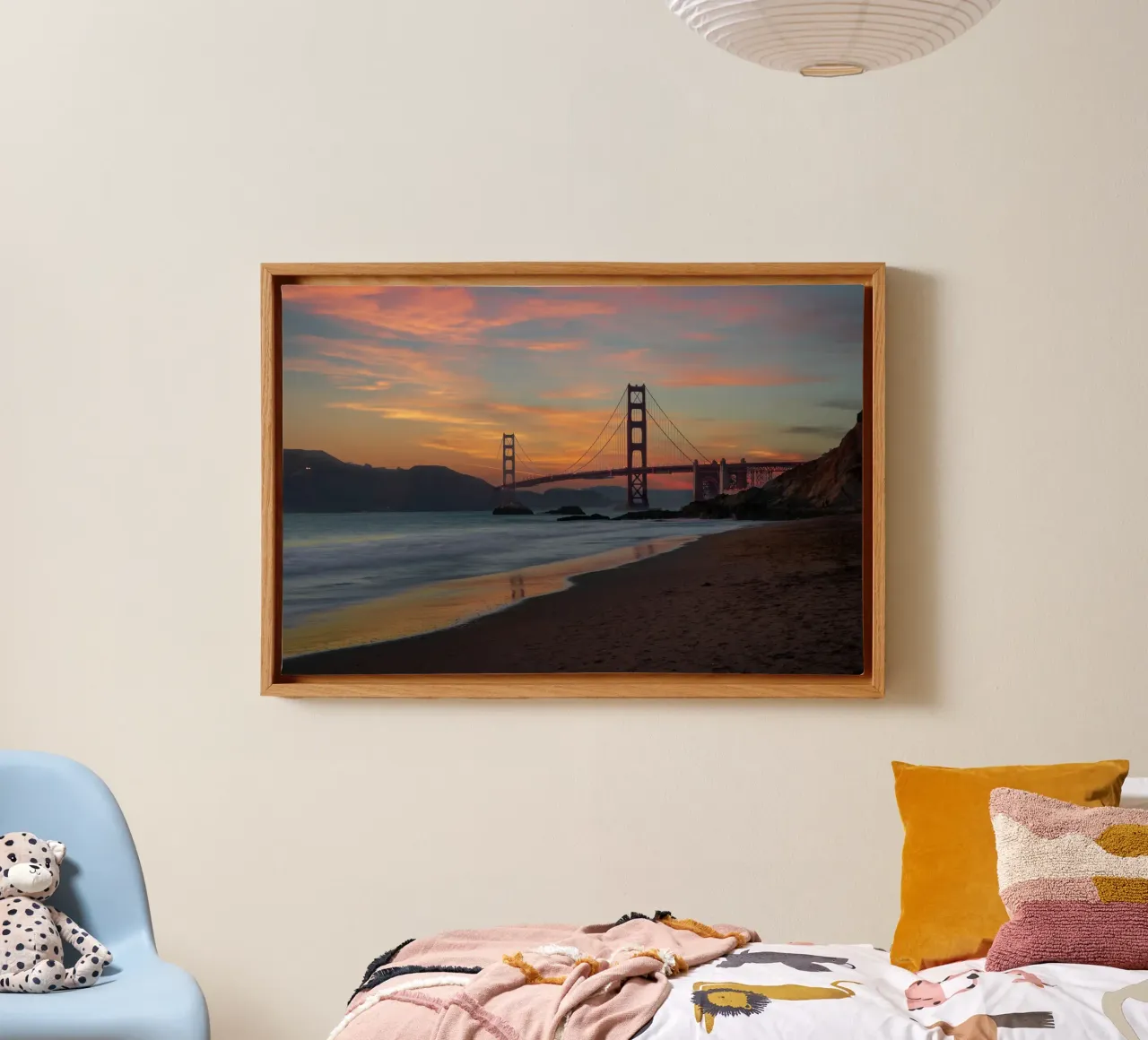 Visione del Golden Gate, San Francisco tela con Cornice a cassetta da Wanderlust Vibes